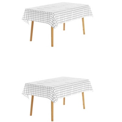 Unique Bargains Checkered Disposable Plastic Waterproof Table Covers 12 Pcs