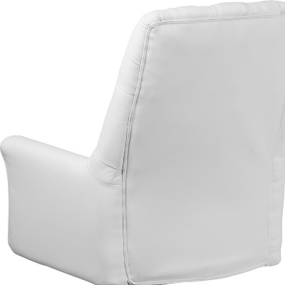 Ergonomic Mid-Back White LeatherSoft Executive Swivel Chair with Fixed Arms