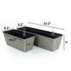 XINGHANZHENXUAN Brown 2 Pack Self-Watering Wicker Planter Boxes, Handwoven Rectangular Raised Flower Pots for Indoor, Outdoor - 3 of 4