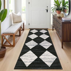 Modern Checkered Rug, Washable Low-Pile Non-Slip No-Shedding Indoor Accent Carpet for Living Room, Bedroom, Dining Room, Office - 1 of 4