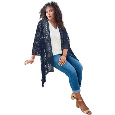 Roaman's Women's Plus Size Lace Duster Jacket