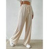 Coolmee Womens Palazzo Maxi Pants Pleated Wide Leg with Drawstring or Elastic Band Trousers - 3 of 4