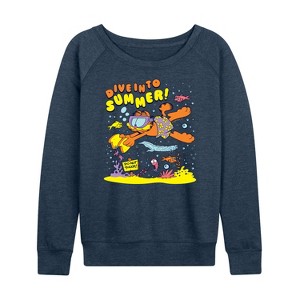 Women's - Garfield - Scuba Garf Lightweight French Terry Wide Neck Long Sleeve Shirt - 1 of 4