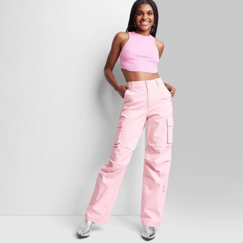 Women's High-rise Cargo Utility Pants - Wild Fable™ Light Pink M