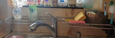 Chrome Plated Steel Faucet Spacer Over the Sink Shelf with Cutlery Holder