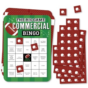 Big Dot of Happiness The Big Game - Commercial Bingo Cards and Markers - Football Party Shaped Bingo Game - Set of 18 - 1 of 4