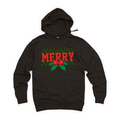 Simply Sage Market Women's Graphic Hoodie Merry Checkered Mistletoe