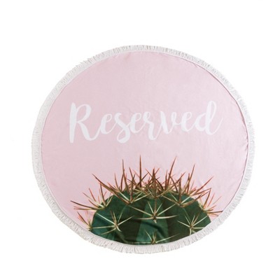 Shiraleah "Reserved" Round Beach Towel with Bag, Blush