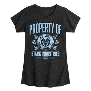 Girls' - Marvel - Iron Man Property Of Stark Industries Fitted Short Sleeve Graphic T-Shirt - 1 of 4