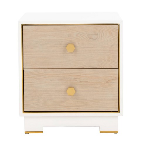 Koa 2 Drawer Side Table White Gold Safavieh Target