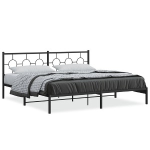 vidaXL Black Metal King Bed Frame - Industrial Style 76"x79.9" with Headboard, Sturdy Steel Construction & Extra Under-Bed Storage Space - 1 of 4