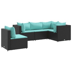 vidaXL Patio Lounge Set Black, Water Blue - 1 of 4