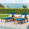 Christopher Knight Home Perla Outdoor Acacia Wood 3 Piece Adjustable Chaise Lounge Chat Set with Cushion - 2 of 4