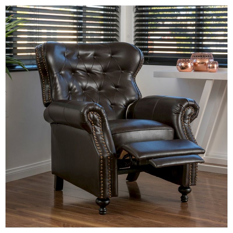 Walder Bonded Leather Press-Back Recliner Club Chair Brown - Christopher Knight Home, 4 of 11