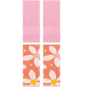 REGALWOVEN 4 Pcs Bathroom Decorative Cotton Soft Absorbent Sold Striped Hand Towel - 1 of 4