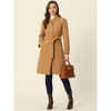 Allegra K Women's Collarless Single-Breasted Outwear Tie Waist Elegant Winter Coats - 4 of 4