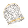 Ross-Simons Sterling Silver and 14kt Yellow Gold Free-Form Lattice Ring - 4 of 4