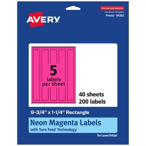Avery Neon Magenta Paper Labels, 9.75" x 1.25" Rectangle - 1 of 4