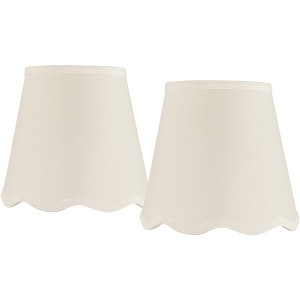 Springcrest Set of 2 Scalloped Empire Lamp Shades White Small 4" Top x 6" Bottom x 5.5" High Candle Clip Harp and Finial Fitting - 1 of 4