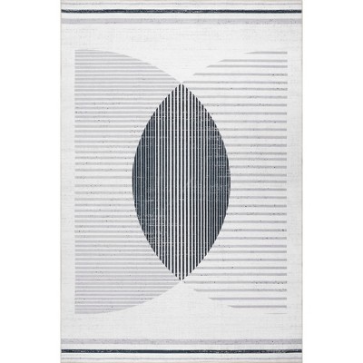 Nuloom Camila Pet Friendly Machine Washable Lunar Eclipse Area Rug, 4' x 6', Light Grey