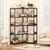 Costway Corner Bookshelf 5-Tier L-Shaped Bookcase 71" Tall Etagere Bookshelf with Metal Frame Brown/Gray - 2 of 4