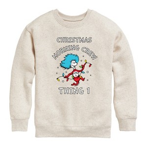 Boys' - The Cat in the Hat - Christmas Morning Crew Thing 1 Graphic Long Sleeve Fleece Sweatshirt - 1 of 4