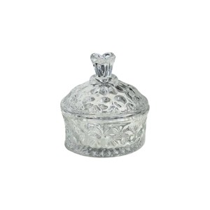 Slickblue Vintage Embossed Glass Jar with Lid, Clear Carved Storage Canister, Decorative Style, 2 Sizes - 1 of 4