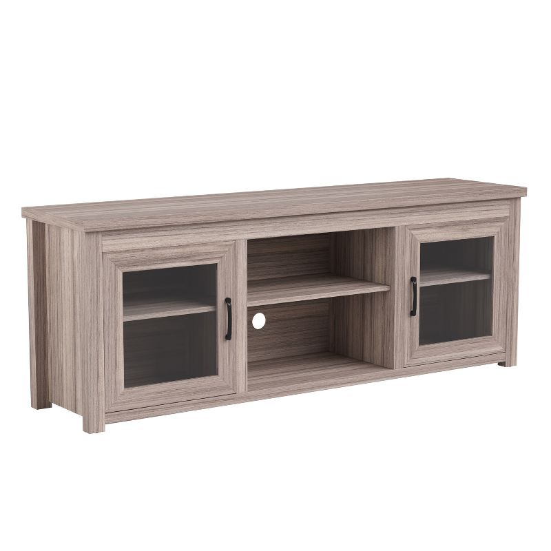 Emma and Oliver TV Stand for up to 80" TV's - 65" Media Console with Classic Full Glass Doors & 3 Adjustable Shelves, 1 of 12
