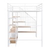 NicBex Full Size Loft Bed Bunk Bed Metal Bed Frame with Low Table, Storage Shelves, Stairs and Full Length Guardrail, No Box Spring Required, White - 4 of 4