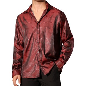 Lars Amadeus Men's Button Down Wedding Party Texture Printed Shirt - 1 of 4