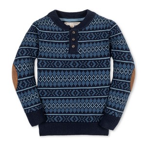 Hope & Henry Boys' Organic Long Sleeve Henley Pullover Sweater with Elbow Patches, Kids - 1 of 3