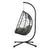 Maggift Patio Accent Chairs, Hanging Basket Egg Chair with Stand, Indoor and Outdoor Swing Chair with Soft Cushion, Black, 39.3"*37"*74.8" - 4 of 4