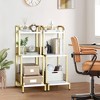 3 Tier Gold Ladder Shelf, Small Bathroom Organizers and Storage, Flower Stand Plant Rack, Freestanding Ladder Shelf for Bathroom Living Room Balcony - 3 of 4