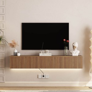 ORRD 69" Floating TV Stand with 16-Color LEDs, Wall-Mounted Entertainment Center for 55-65" TVs, Modern TV Cabinet - 1 of 4
