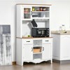 HOMCOM 71" Kitchen Buffet with Hutch, Farmhouse Style Storage Pantry with 2 Drawers, 3 Door Cabinets and 3 Shelves, White - 2 of 4
