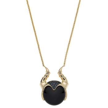Disney Villains Women's Maleficent Gold Plated Sterling Silver Onyx Necklace, 18"