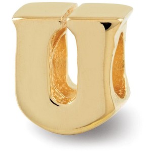 Black Bow Jewelry Letter U Bead Charm in 14k Yellow Gold Plated Sterling Silver - 1 of 4