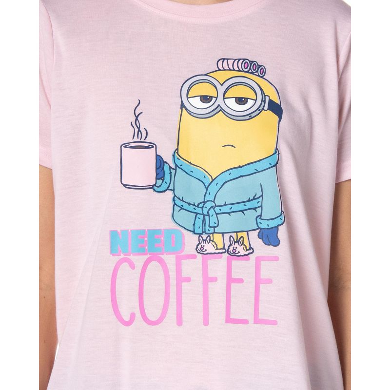 Despicable Me Minions Womens' Need Coffee Character Sleep Pajama Set Shorts Multicolored, 4 of 6