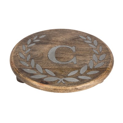 GG Collection Heritage Collection Mango Wood Round Trivet With Letter "C"