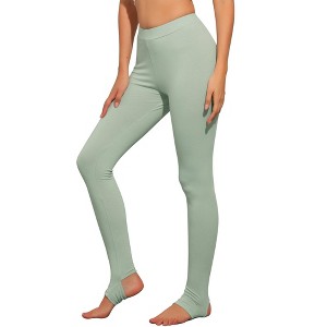 INSPIRE CHIC Women's Elastic Waistband Soft Gym Yoga Cotton Stirrup Pants Leggings - 1 of 4