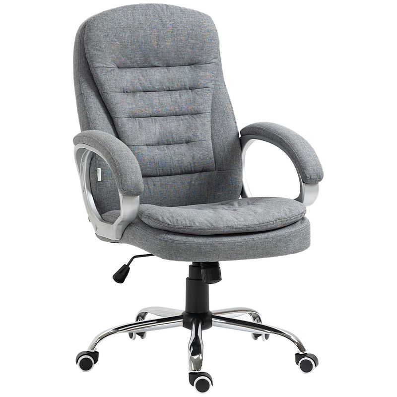 Vinsetto High Back Home Office Chair Executive Computer Chair with Adjustable Height, Upholstered Thick Padding Headrest and Armrest - Grey, 4 of 9