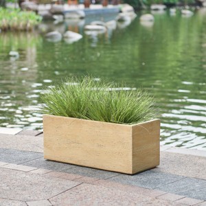 KWPZQEB 19.75" H Rectangle Planter Box, Modern Outdoor/Indoor Rectangular Trough Planter with Drain Holes, Long Box Planter, Durable All-Weather Use - 1 of 4