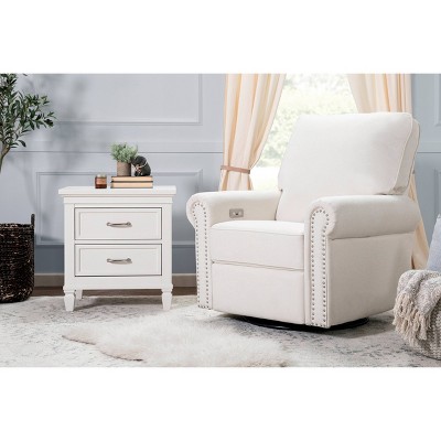 Darlington Warm White 2-Drawer Nightstand with Satin Nickel Handles