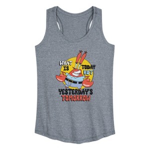 Women's - SpongeBob SquarePants - What Is Today Yesterdays Tomorrow Graphic Racerback Tank - 1 of 4