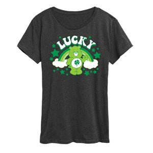 Women's - Care Bears - Lucky Green Rainbow and Stars Short Sleeve Graphic T-Shirt - 1 of 4