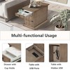Vintage Farmhouse Nightstand with Charging Station, 14" Narrow End Table with Drawer & Cup Holders for Small Spaces - 3 of 4