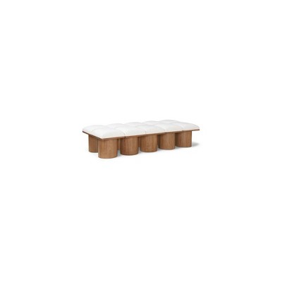 Meridian Furniture,Pavilion Cream Boucle Fabric Bench