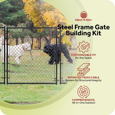 Black Adjustable Chain Link Walk-Thru Gate Kit with Steel Frame