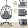 Infurnic Patio Swings, Hanging Egg Swing Chair with Stand and Soft Seat Cushions, Swinging Seat for Balcony Backyard Garden, Gray, 37.4"*37.4"*77" - 3 of 4