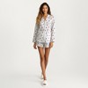 Anna-Kaci Lounge Women's White Long Sleeve Heart Print Tie Front Top and Matching Shorts Loungewear Set - 3 of 4